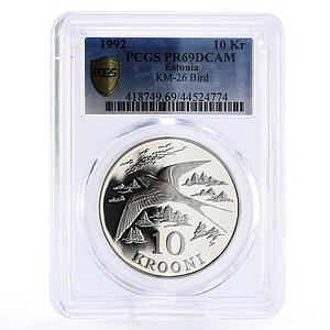 Estonia 10 krooni Barn Swallow Bird PR69 PCGS proof silver coin 1992