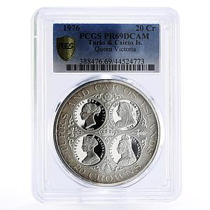 Turks and Caicos Islands 20 crowns Queen Victoria PR69 PCGS silver coin 1976