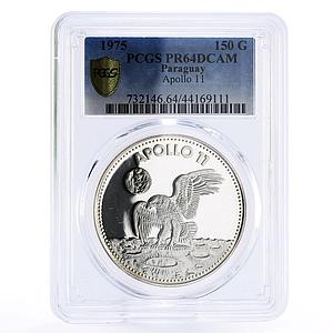Paraguay 150 guaranies Moon Landing Apollo 11 Eagle PR64 PCGS silver coin 1975