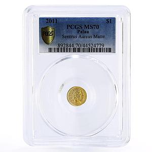 Palau 1 dollar Ancient Coinage Severus Aureus Matte MS70 PCGS gold coin 2011