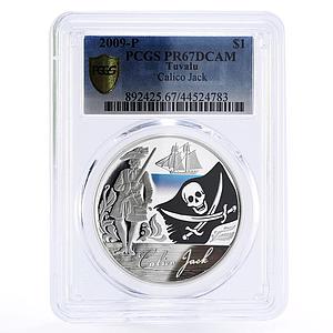 Tuvalu 1 dollar English Pirate Calico Jack PR67 PCGS silver coin 2009