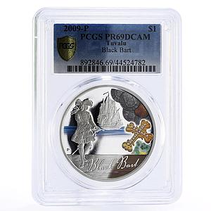 Tuvalu 1 dollar Welsh Pirate Black Bart PR69 PCGS silver coin 2009