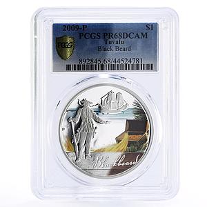 Tuvalu 1 dollar English Pirate Black Beard PR68 PCGS silver coin 2009