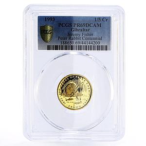 Gibraltar 1,5 crowns Peter Rabbit Jeremy Fisher PR69 PCGS gold coin 1993