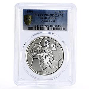 South Africa 2 rand African Football Cup Player PR69 PCGS silver coin 1996