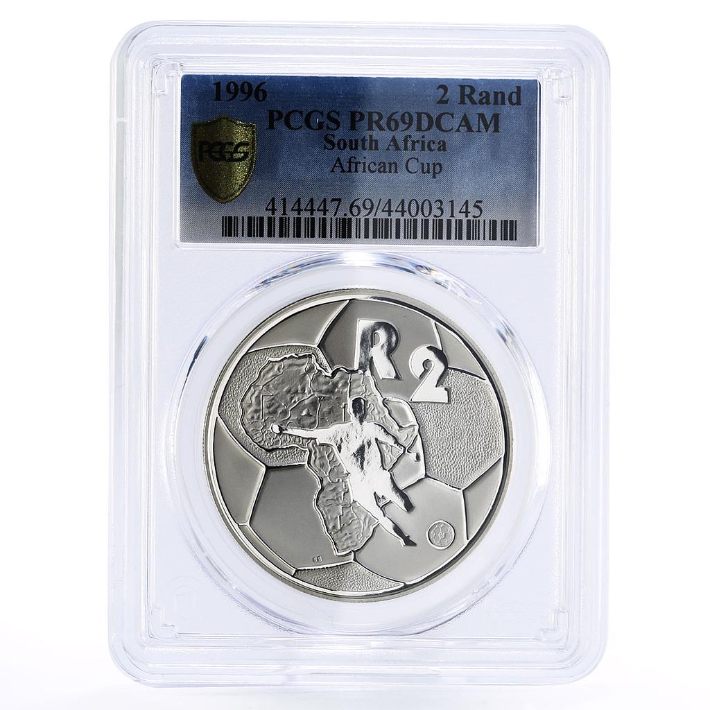 South Africa 2 rand African Football Cup Player PR69 PCGS silver coin 1996