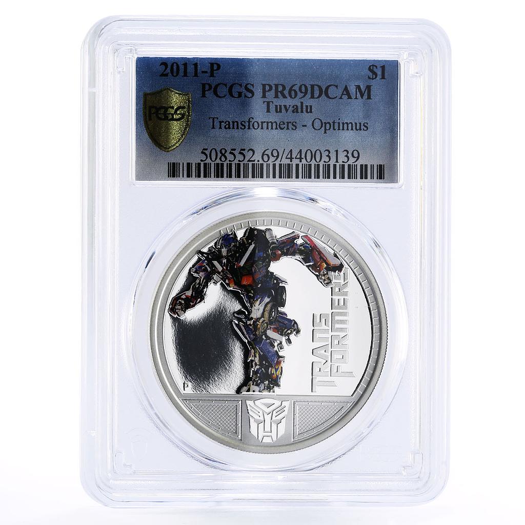 Tuvalu 1 dollar Transformers Optimus Prime PR70 PCGS colored silver coin 2011