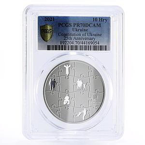Ukraine 10 hryvnias Ukranian Constitution Independece PR70 PCGS silver coin 2021