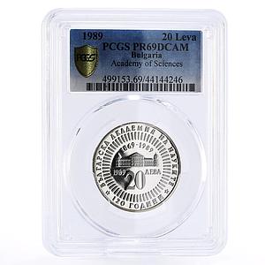Bulgaria 20 leva Academy of Sciences State Education PR69 PCGS silver coin 1989