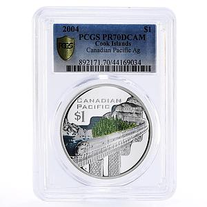 Cook Islands 1 dollar Canadian Pacific Train PR70 PCGS colored silver coin 2004