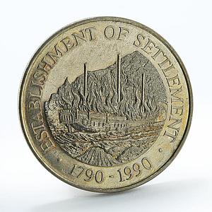 Pitcairn Island 1 $ 200th Anniversary Establishment of Settlement CuNi coin 1990