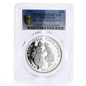 Cook Islands 10 dollars Save Children PR70 PCGS silver coin 1990