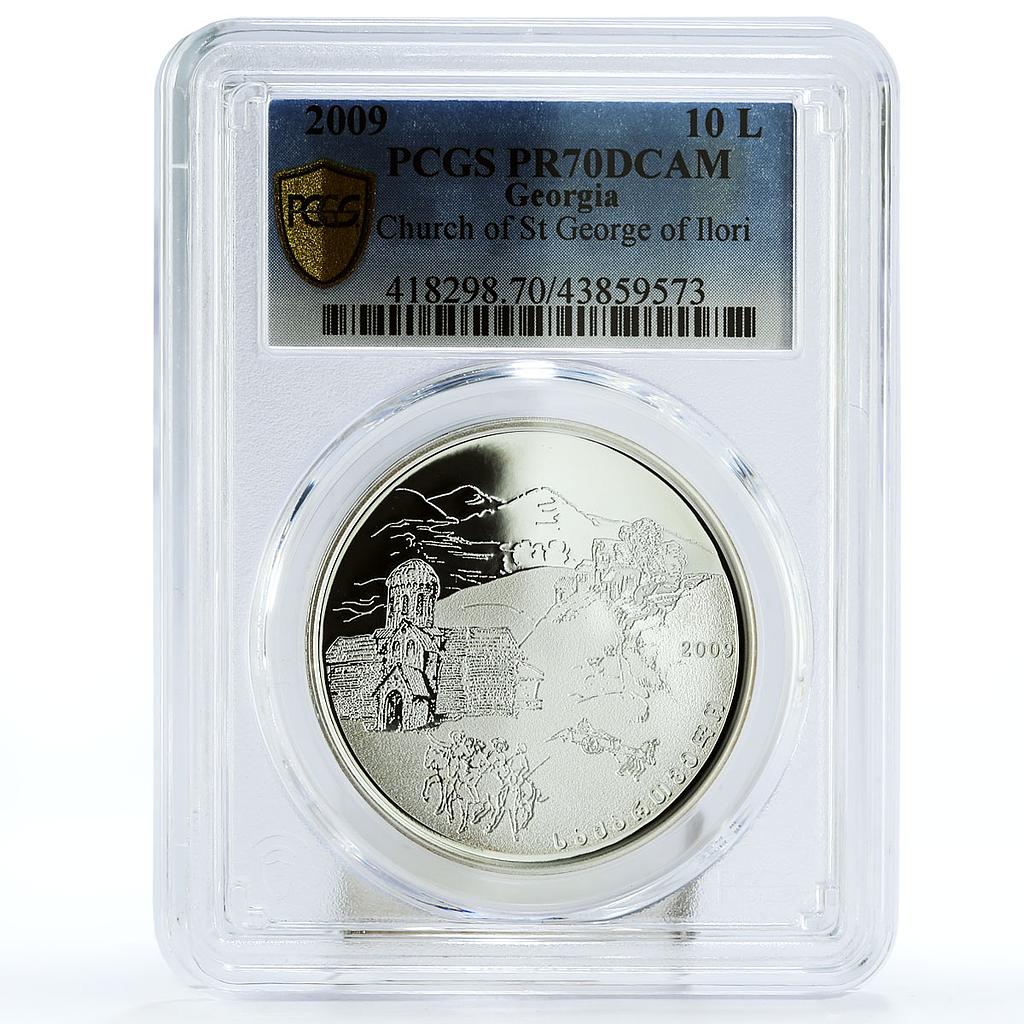 Georgia 10 lari Church of Saint George of Ilori PR70 PCGS silver coin 2009