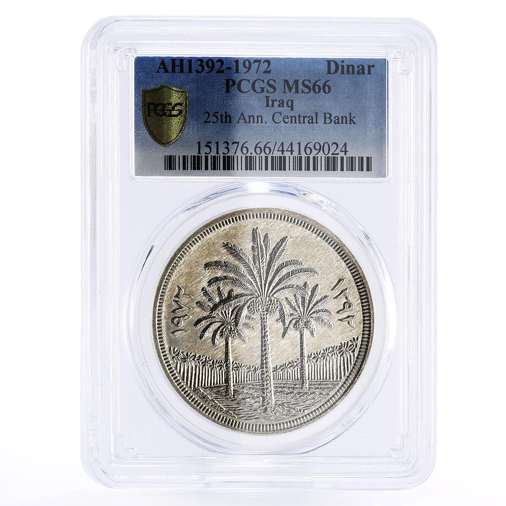 Iraq 1 dinar 25th Anniversary of Central Bank MS66 PCGS silver coin 1972