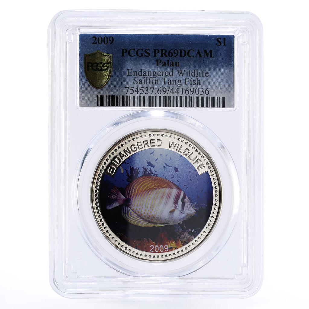 Palau 1 dollar Marine Life Protection Sailfin Tang Fish PR69 PCGS CuNi coin 2009