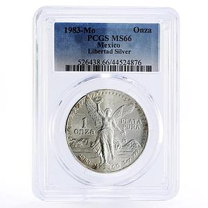 Mexico 1 onza Libertad Angel of Independence MS66 PCGS silver coin 1983