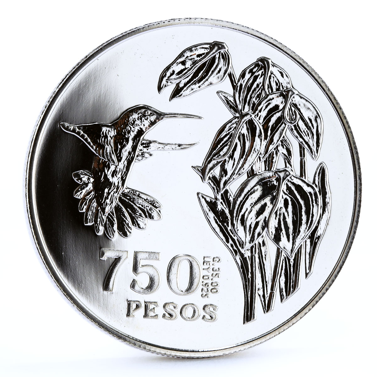 Colombia 750 pesos Endangered Wildlife Colibri Bird Fauna proof silver coin 1978