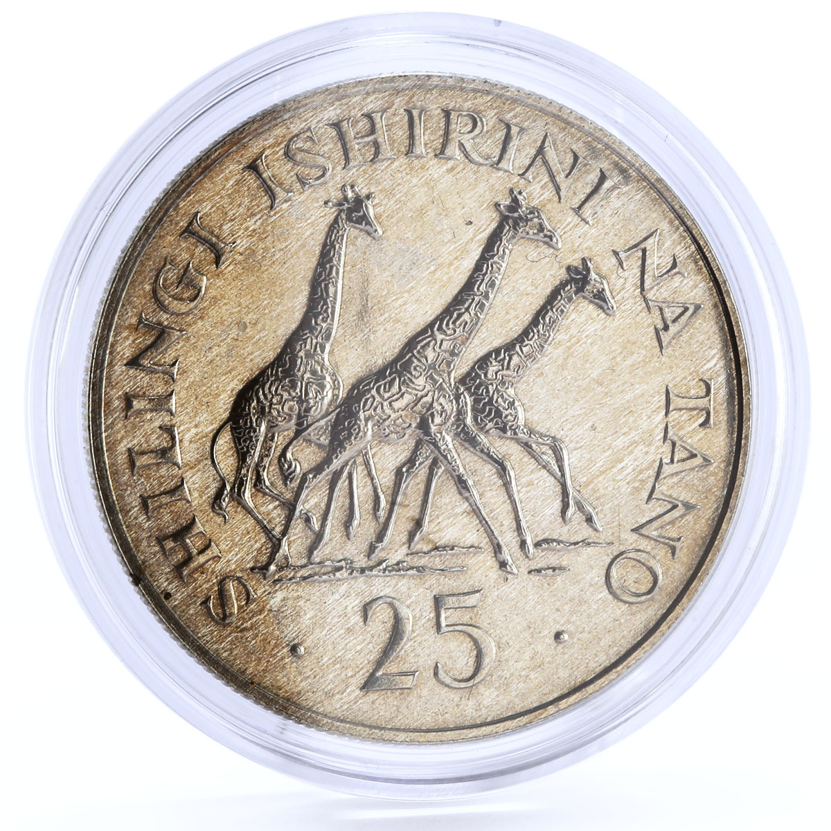 Tanzania 25 shillings Wildlife Conservation Giraffes Fauna silver coin 1974