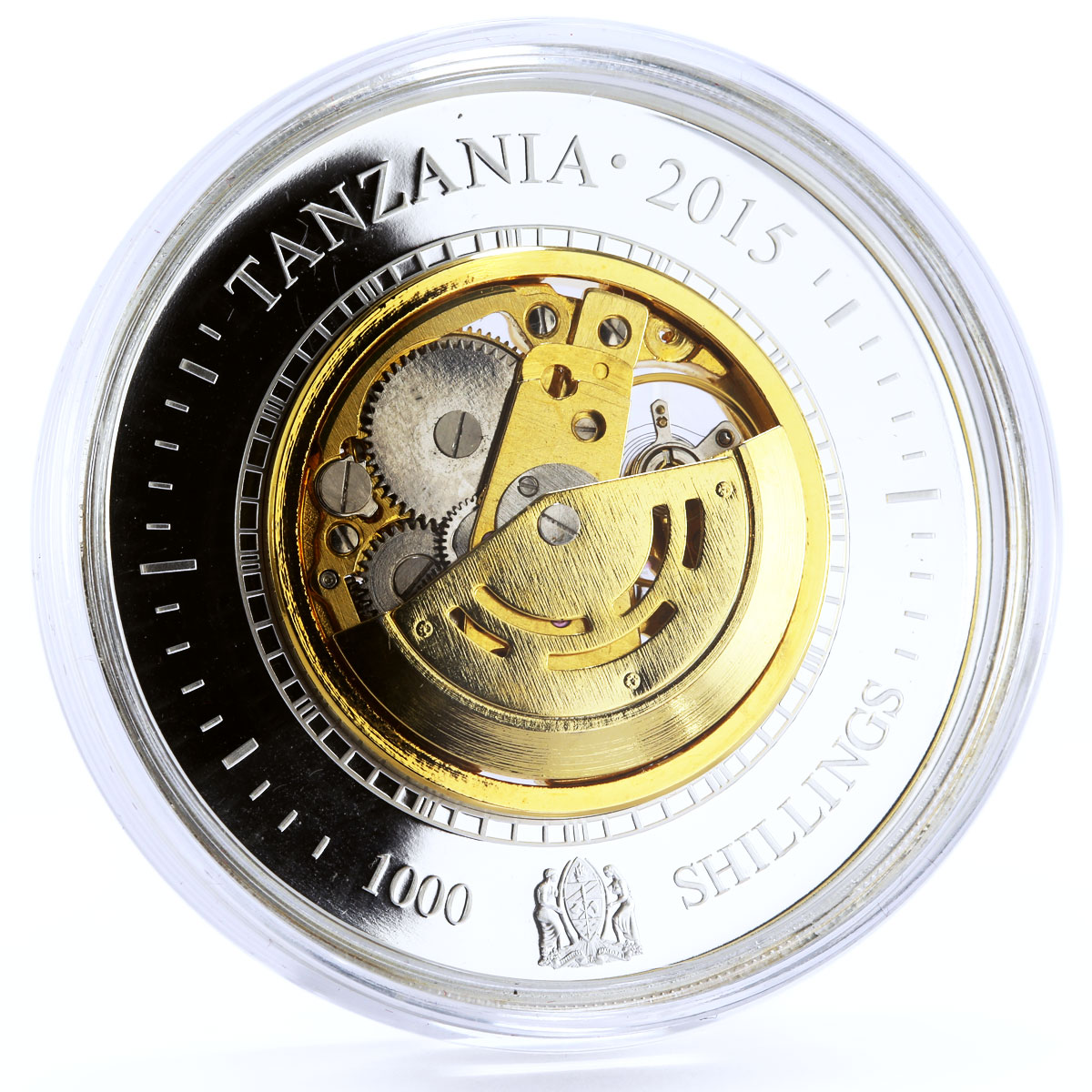 Tanzania set of 2 coins Evolution of Time Sand Clock gilded silver coins 2015