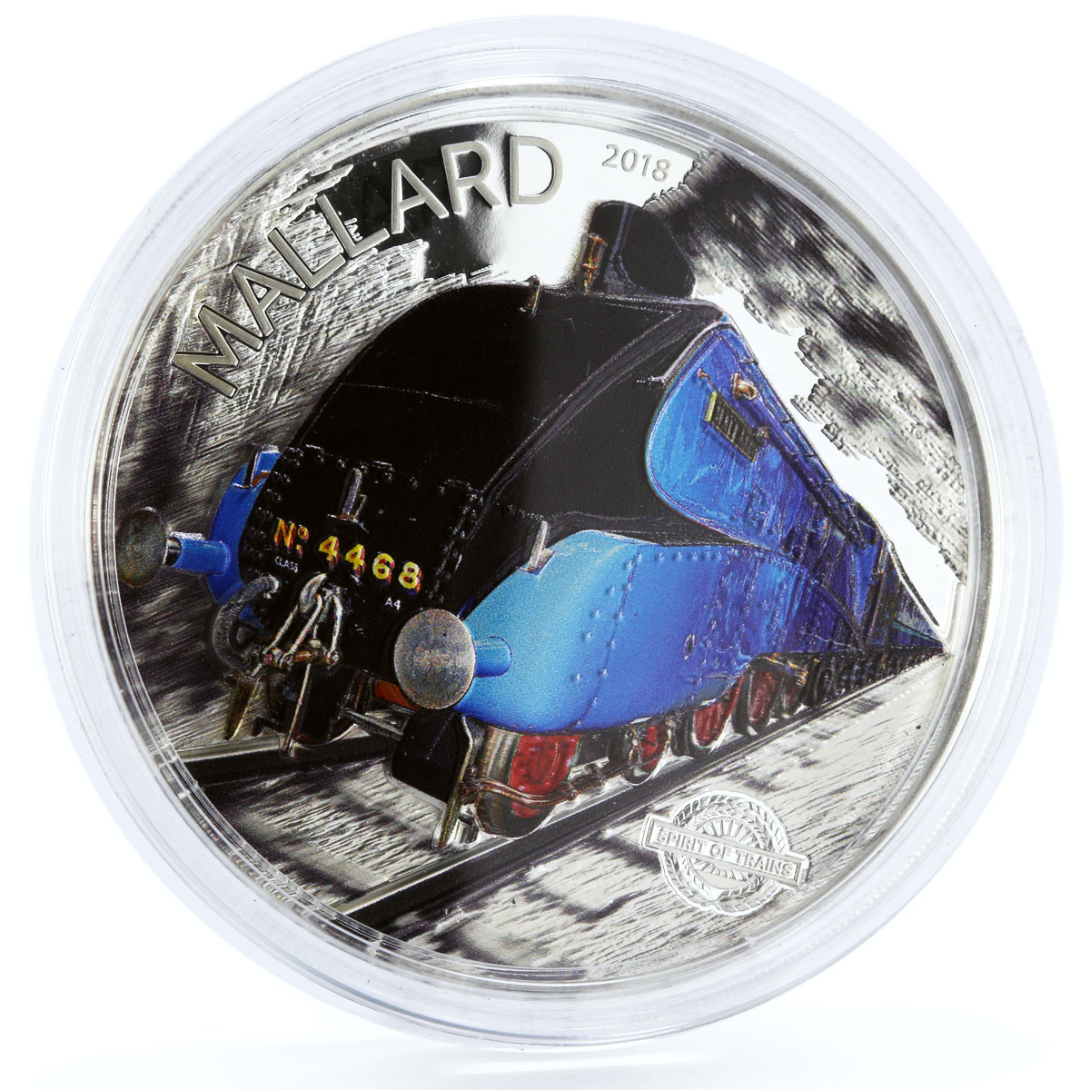 Cook Islands 10 dollars Spirit of Trains Mallard Train colored silver coin 2018