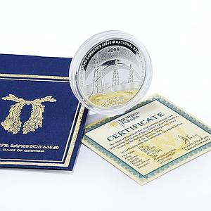 Georgia 3 lari BTC Oil Pipeline Refinery Plant silver coin 2006