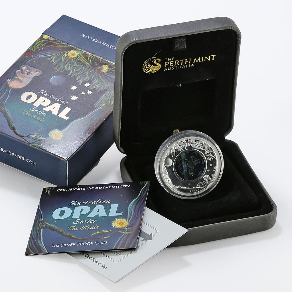 Australia 1 dollar Australian Opal series The Koala Fauna silver coin 2012
