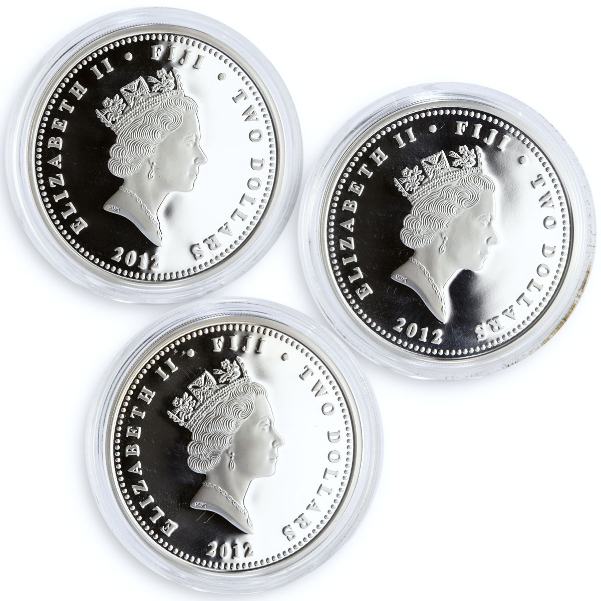 Fiji set of 3 coins Romanov Dynasty Alexander III proof colored silver 2012
