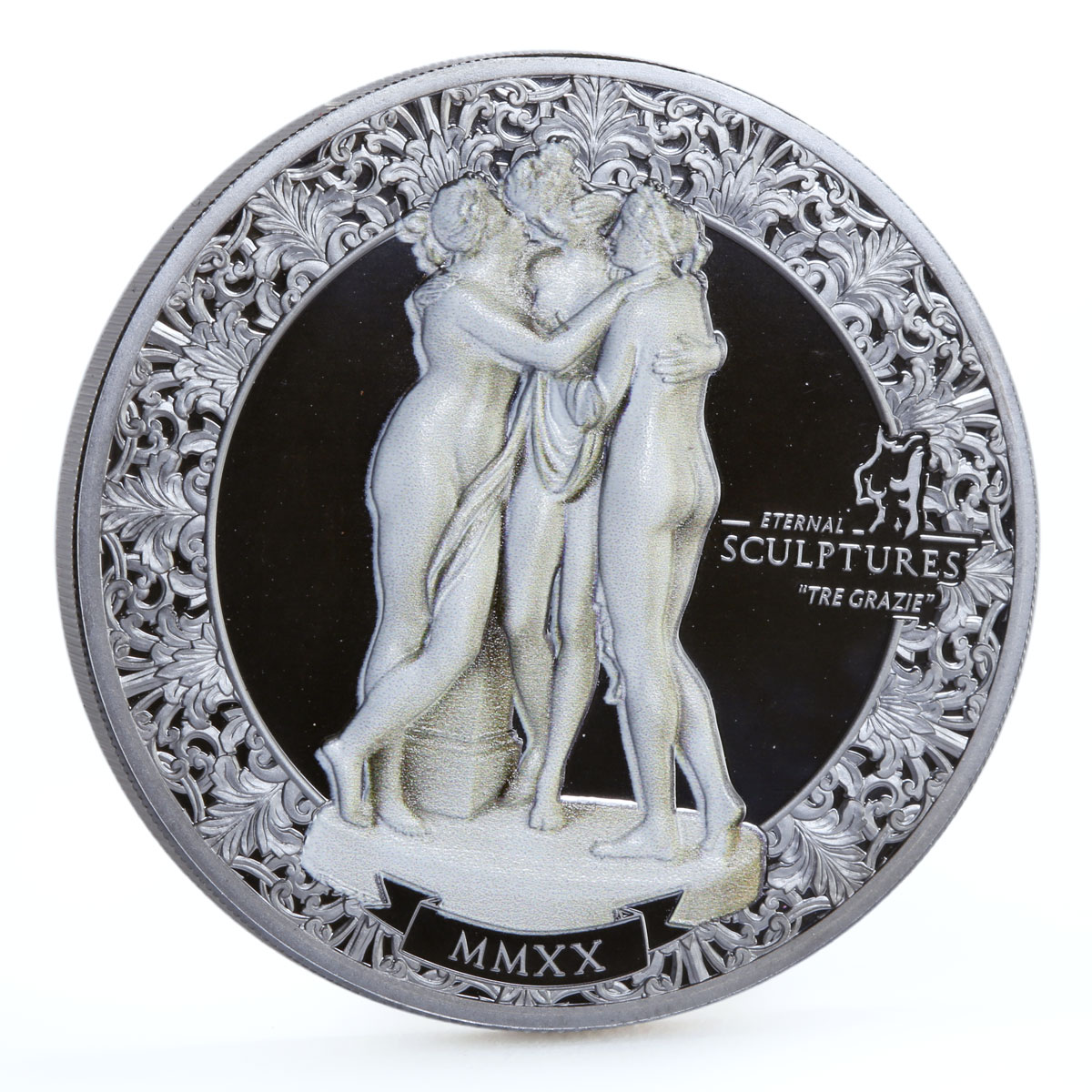 Palau 10 dollars Eternal Sculptures Tre Grazie Three Graces Art silver coin 2020