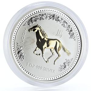 Australia 1 dollar Lunar Series I Year of Horse gilded silver coin 2002