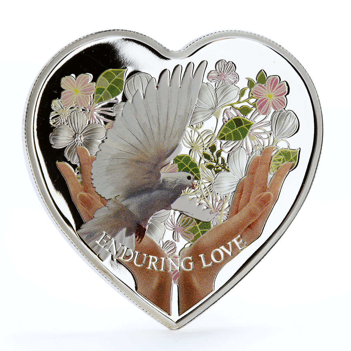 Cook Islands 1 dollar Enduring Love Doves Birds colored silver coin 2012