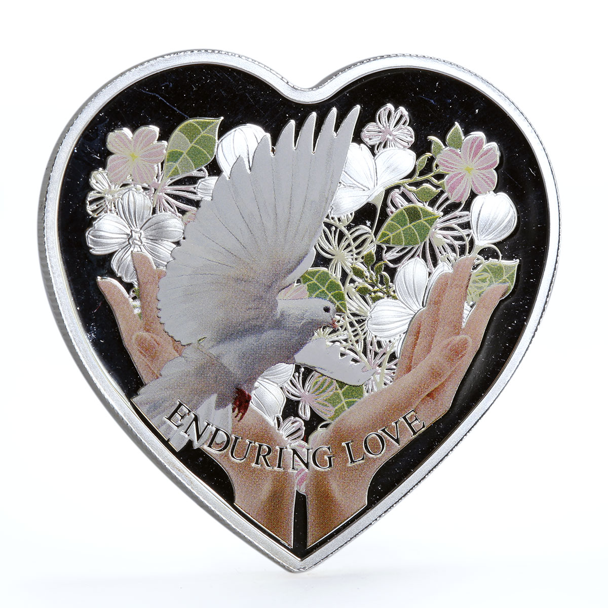 Cook Islands 1 dollar Enduring Love Doves Birds colored silver coin 2012