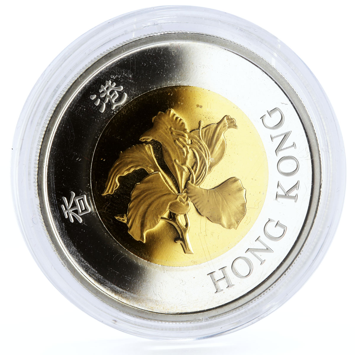 Hong Kong 50 dollars Windmills Flowers Emblems gilded silver coin 2002