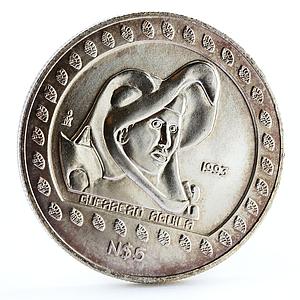Mexico 5 pesos Guererro Aguila Eagle Warrior silver coin 1993