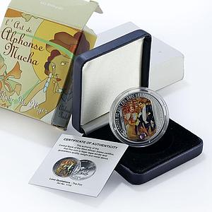 Niger 1000 francs Alfonso Mucha The Flirt Art colored silver coin 2012