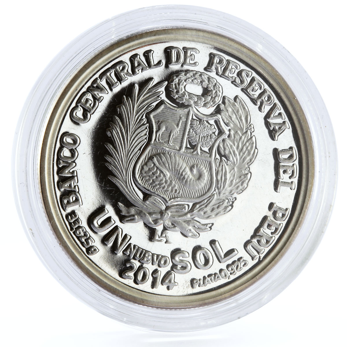 Peru 1 sol 50th Anniversary of the ESAN University Tree Emblem silver coin 2014
