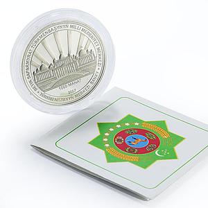 Turkmenistan 1000 manat President Gurbanguly Berdimuhamedow silver coin 2007