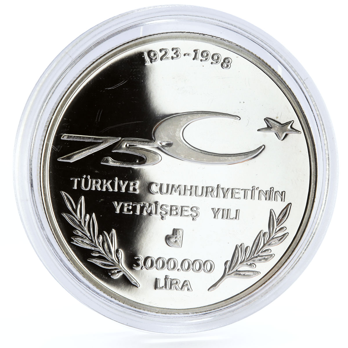 Turkey 3000000 lira National Science Artists Musicians silver coin 1998