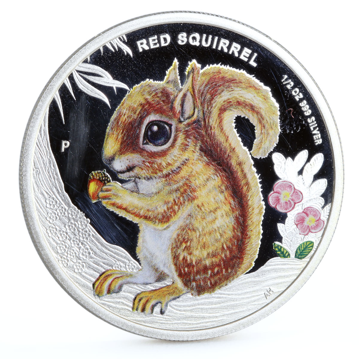 Tuvalu 50 cents Endangered Wildlife Red Squirrel Fauna colored silver coin 2013