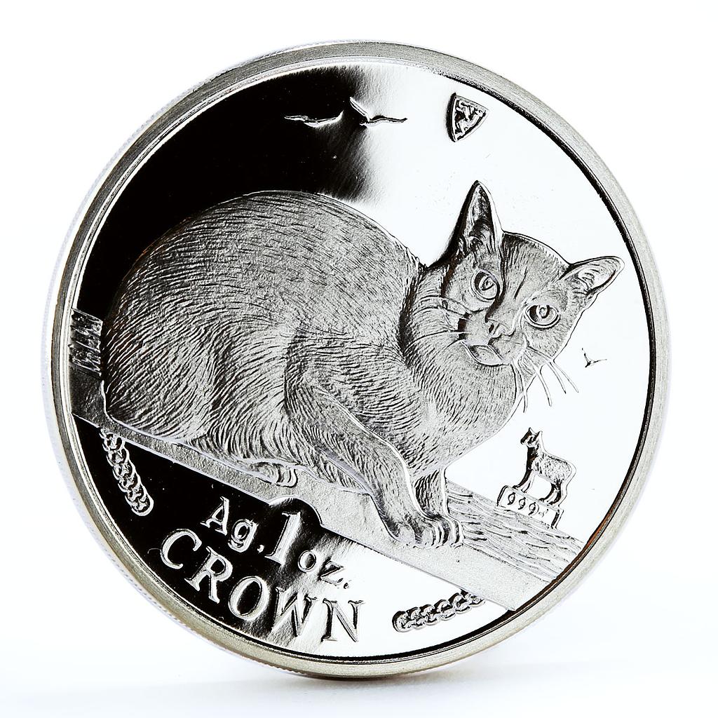 Isle of Man 1 crown Home Pets Burmilla Cat Animals proof silver coin 1996