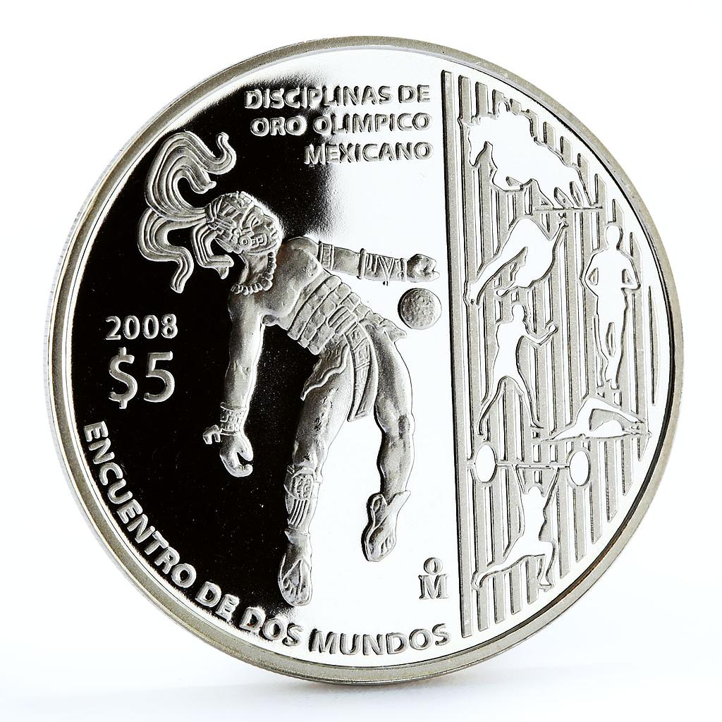 Mexico 5 pesos Beijing Olympic Games series Indian Sports proof silver coin 2008