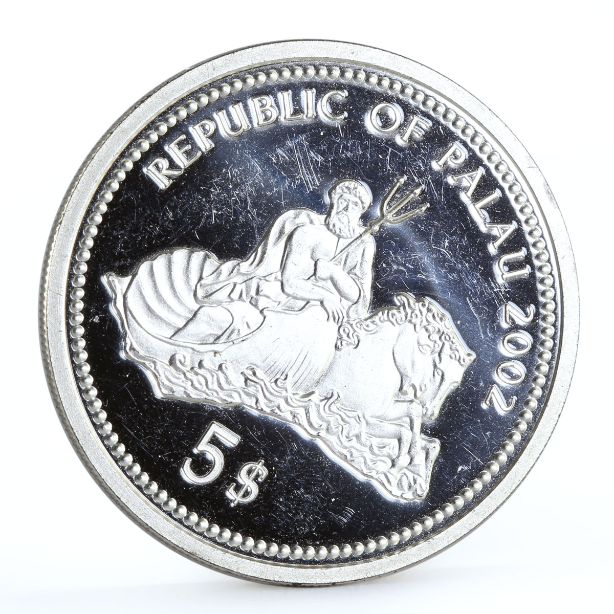 Palau 5 dollars Marine Life Protection series Two Hologram Fish silver coin 2002