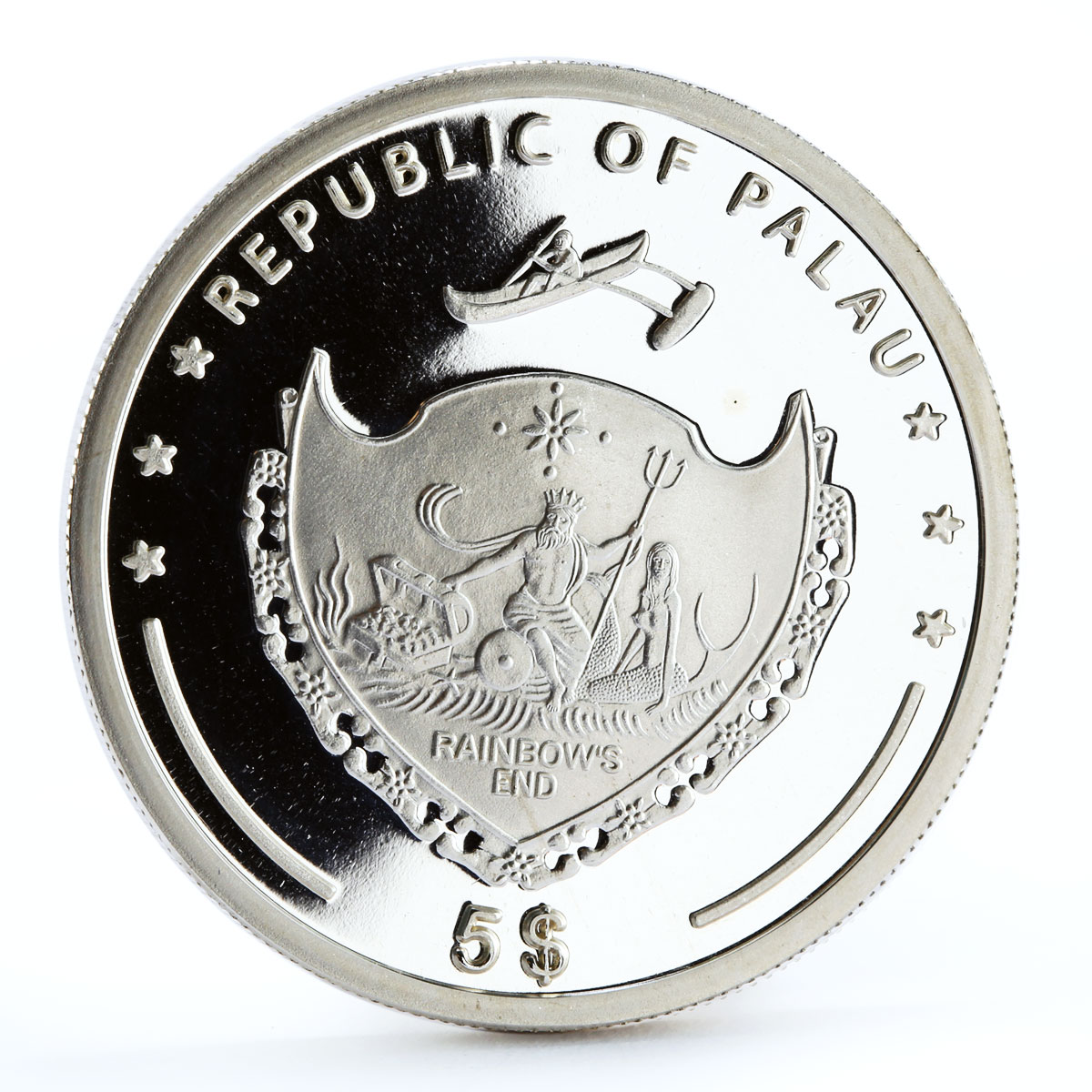 Palau 5 dollars Pacific Wildlife series Rainbow Lorikeet Bird silver coin 2006