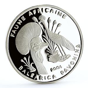 Chad 1000 francs Endangered Wildlife Bird of Paidise Fauna silver coin 2001