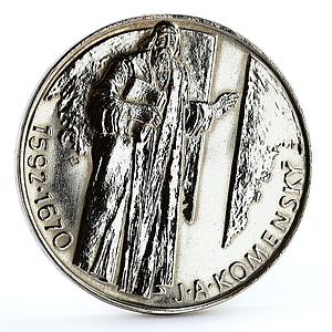 Czechoslovakia 500 korun Birthday of Philosopher Jan Comenius silver coin 1992