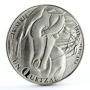 Guatemala 1 quetzal ibero American series IV Man and His Horse silver coin 2000