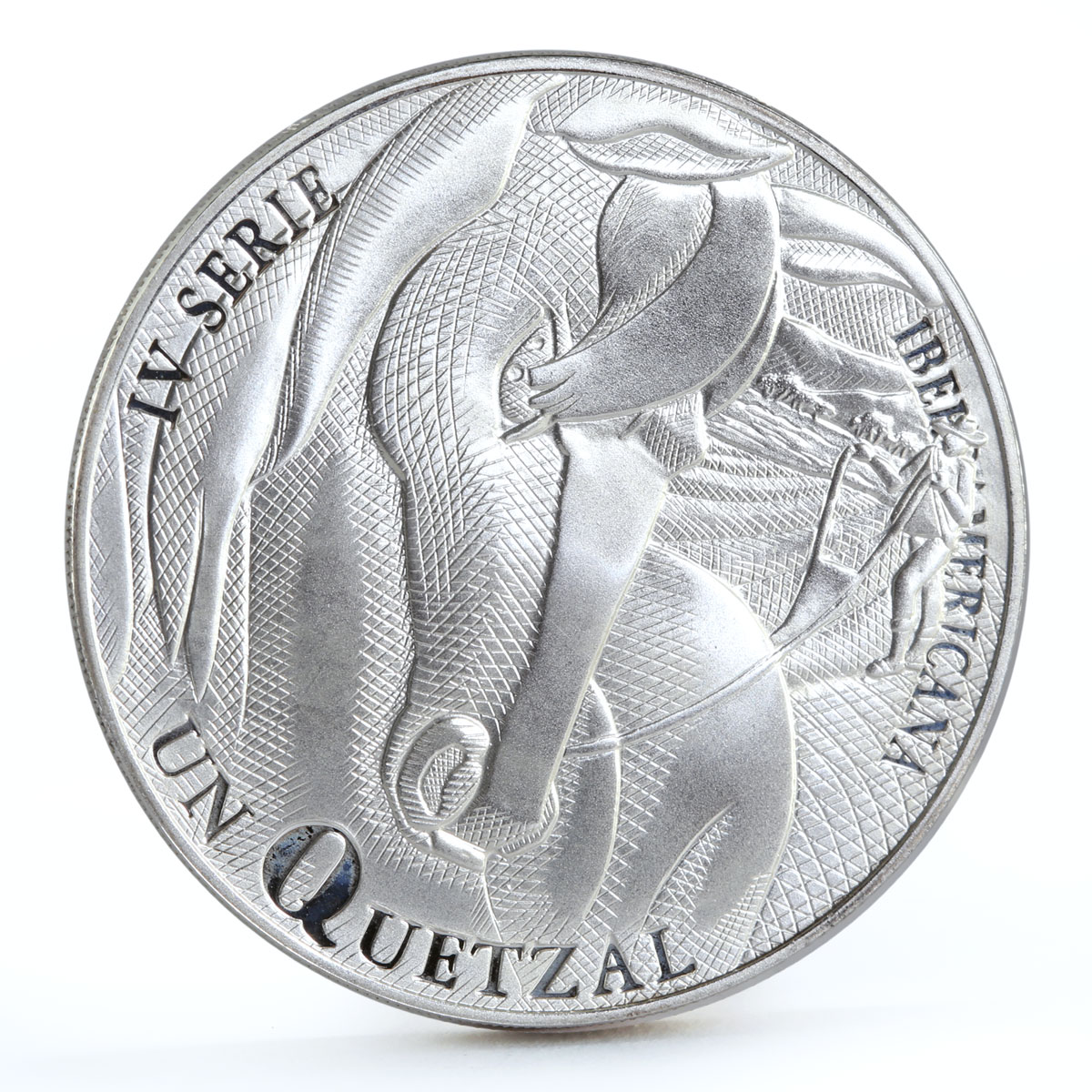 Guatemala 1 quetzal ibero American series IV Man and His Horse silver coin 2000