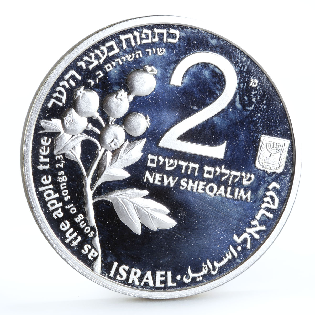 Israel 2 sheqalim Song of Songs A Young Hart Deers Fauna proof silver coin 1993