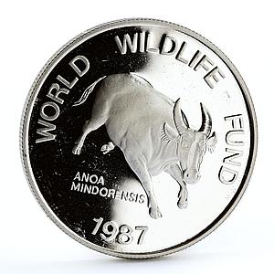 Philippines 200 piso WWF series Mindoro Buffalo proof silver coin 1987