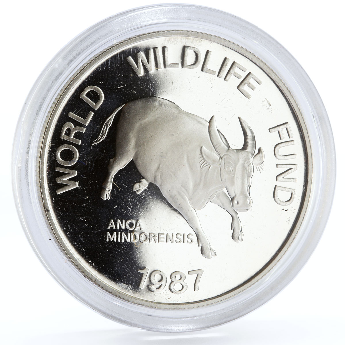 Philippines 200 piso WWF series Mindoro Buffalo proof silver coin 1987