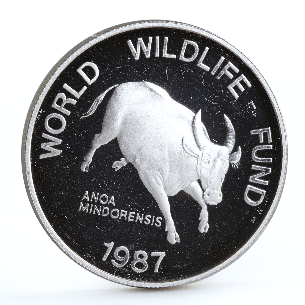 Philippines 200 piso WWF series Mindoro Buffalo proof silver coin 1987